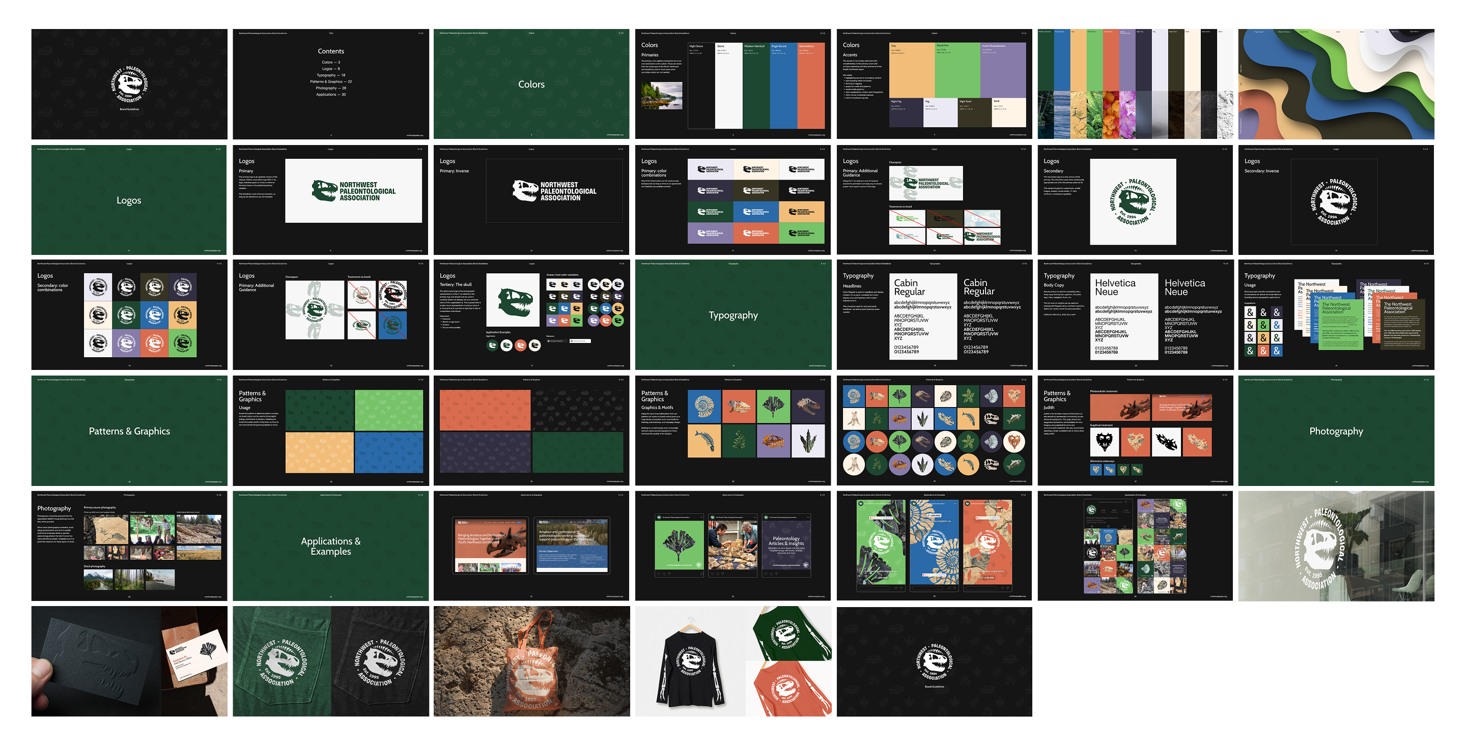 A 41 page brand guide is seen in a large grid