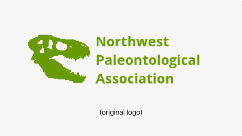 The original NPA logo, a pixelated t-rex skull in bright green