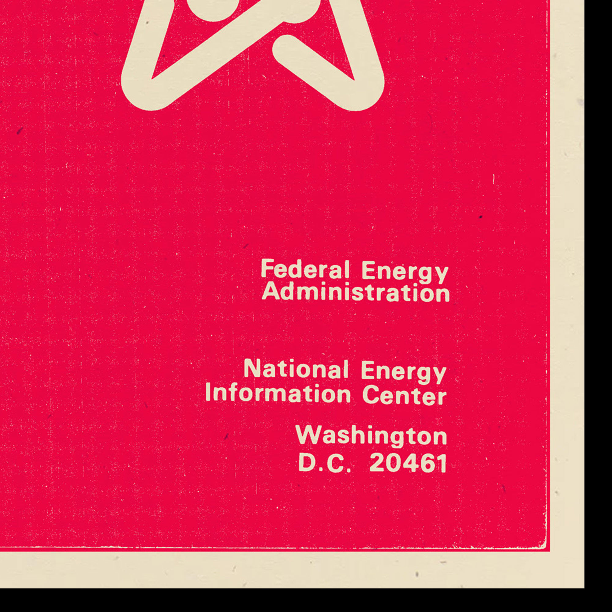 a red ink on cream paper poster of the Monthly Energy Review cover from January 1975