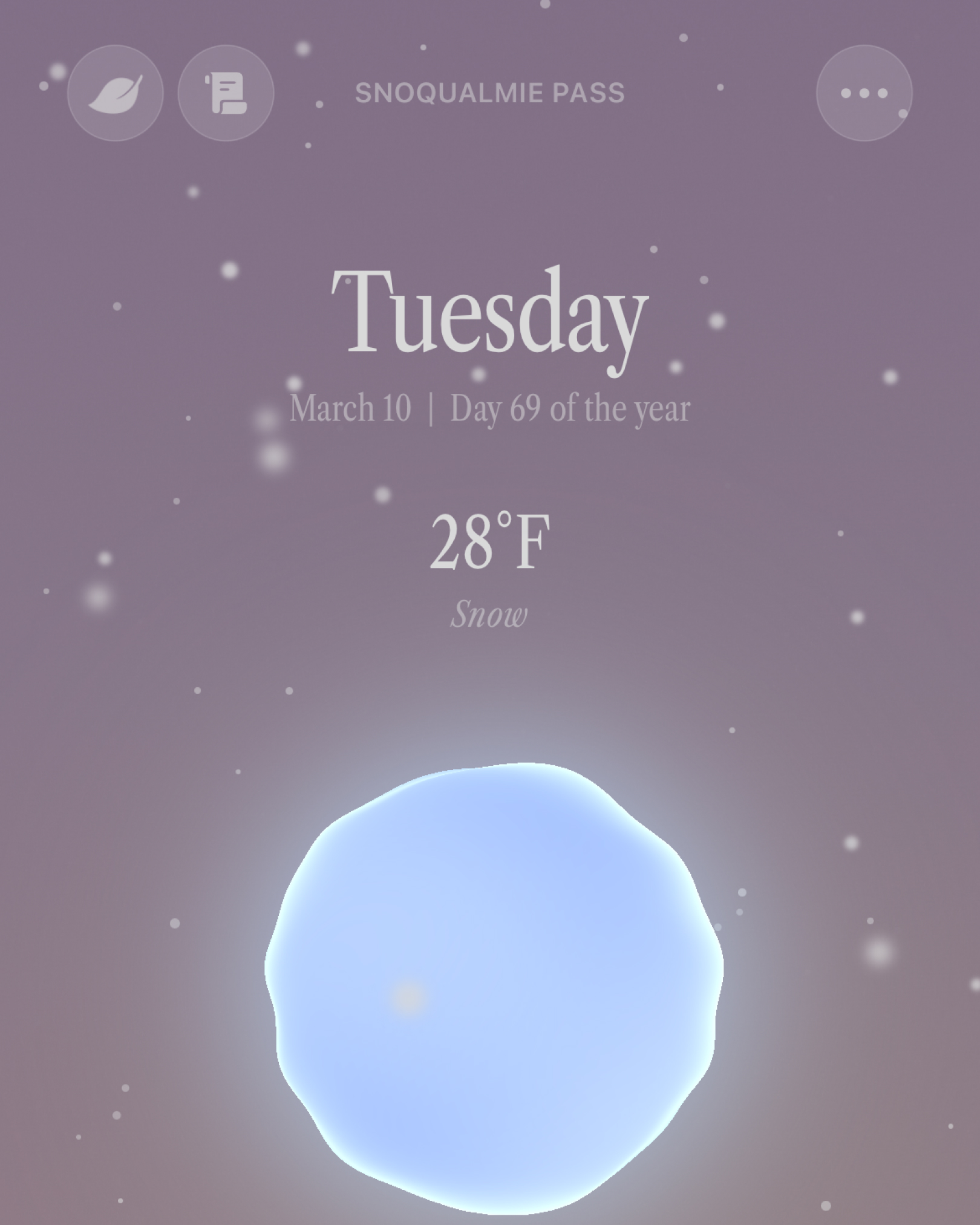 A snow winter scene from Ambient Almanac