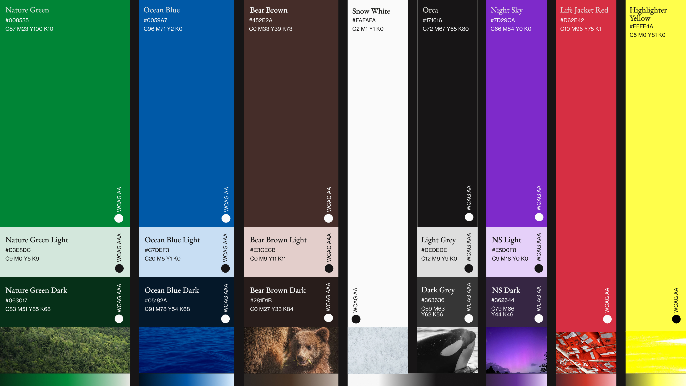 A color palette from Nature Canada's brand guide