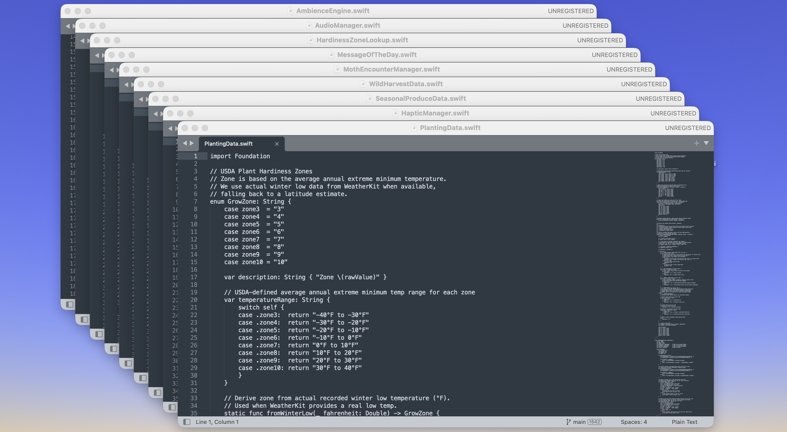An oversimplification of an incredibly complicated Grow Zone logic in Ambient Almanac's Swift code