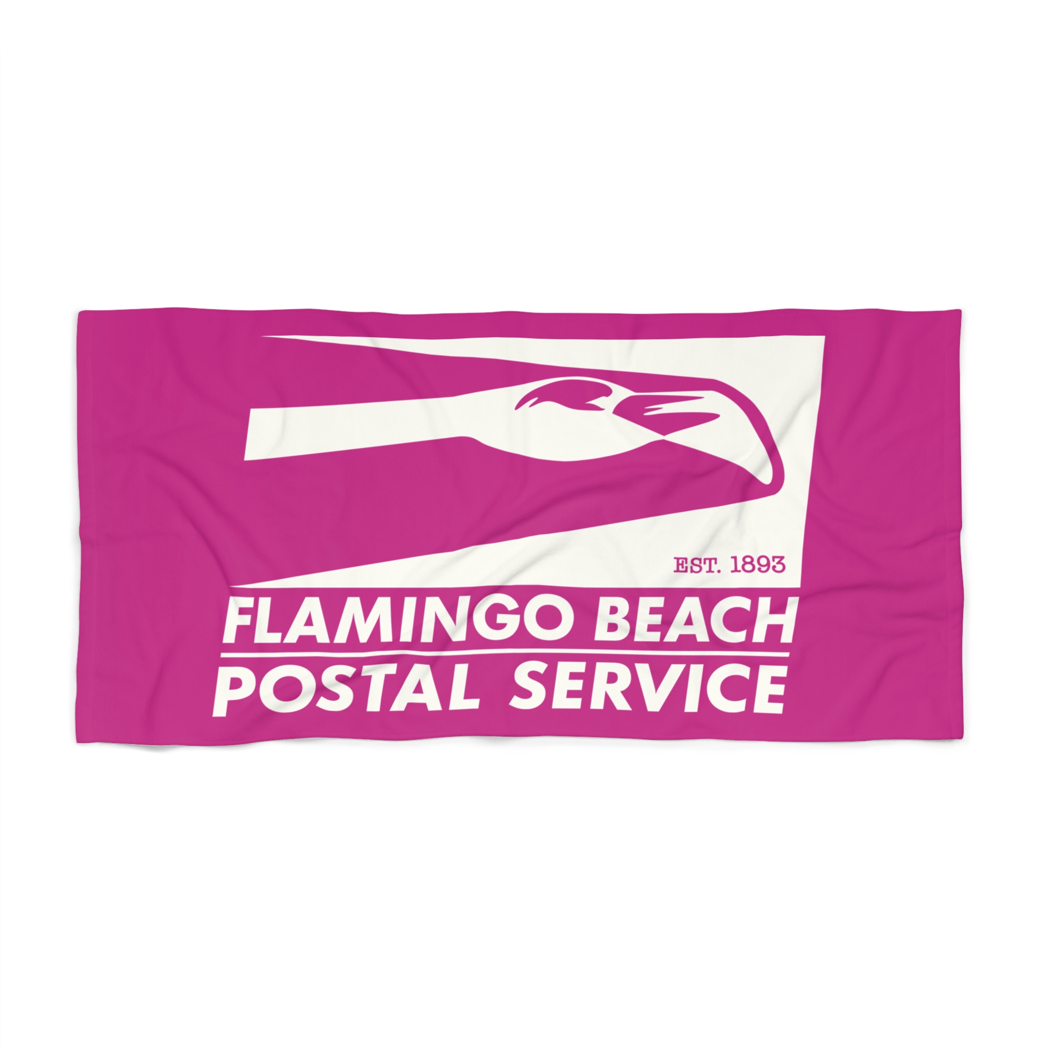 Flamingo Beach Postal Service Beach Towel in Flamingo Pink