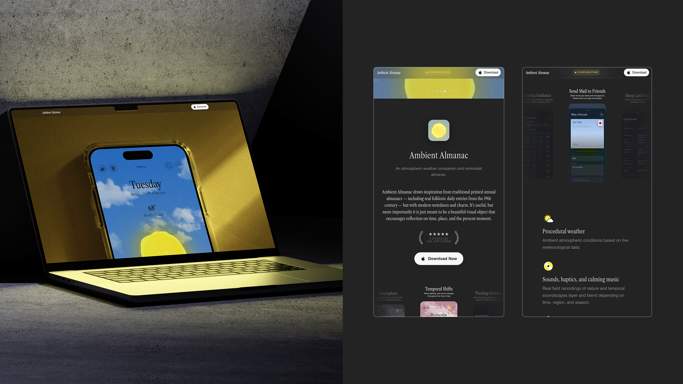 Ambient Almanac's website as seen on multiple devices